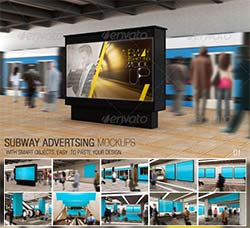地铁广告展示模型：Subway Advertising Mockups